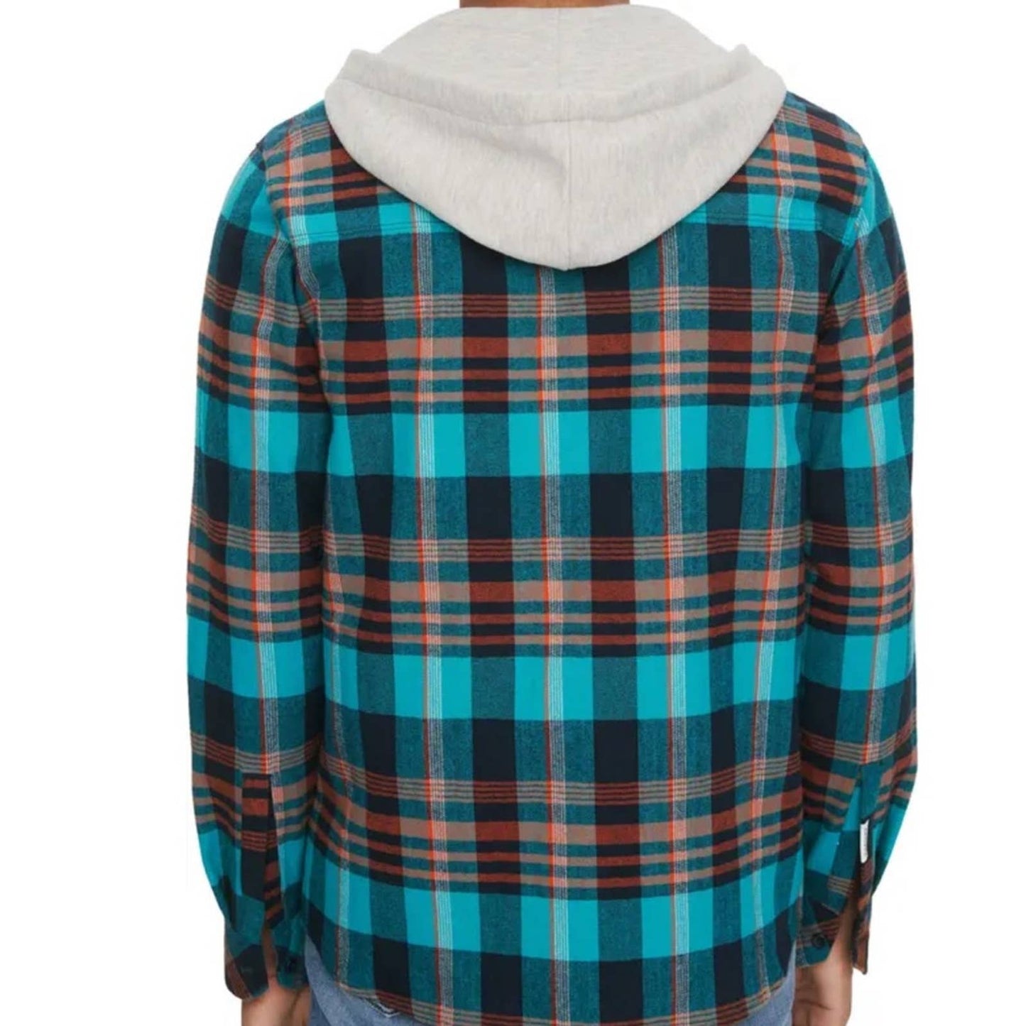 Eleven Paris Men’s Multi-Color Plaid Jacket w/ Hood, Button Up