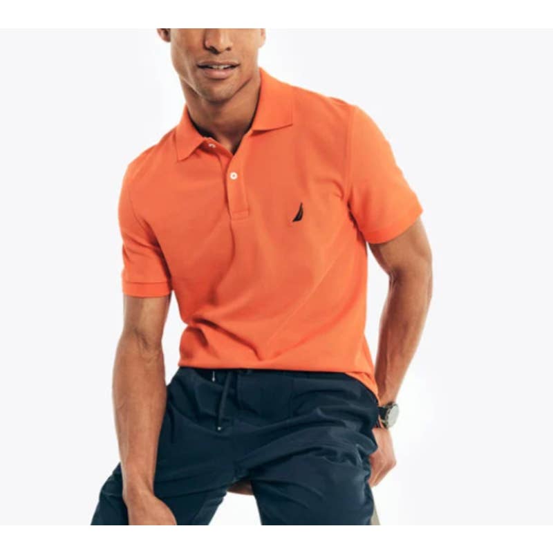 Nautica Men's Sustainably Crafted Tropical Orange Polo Shirt