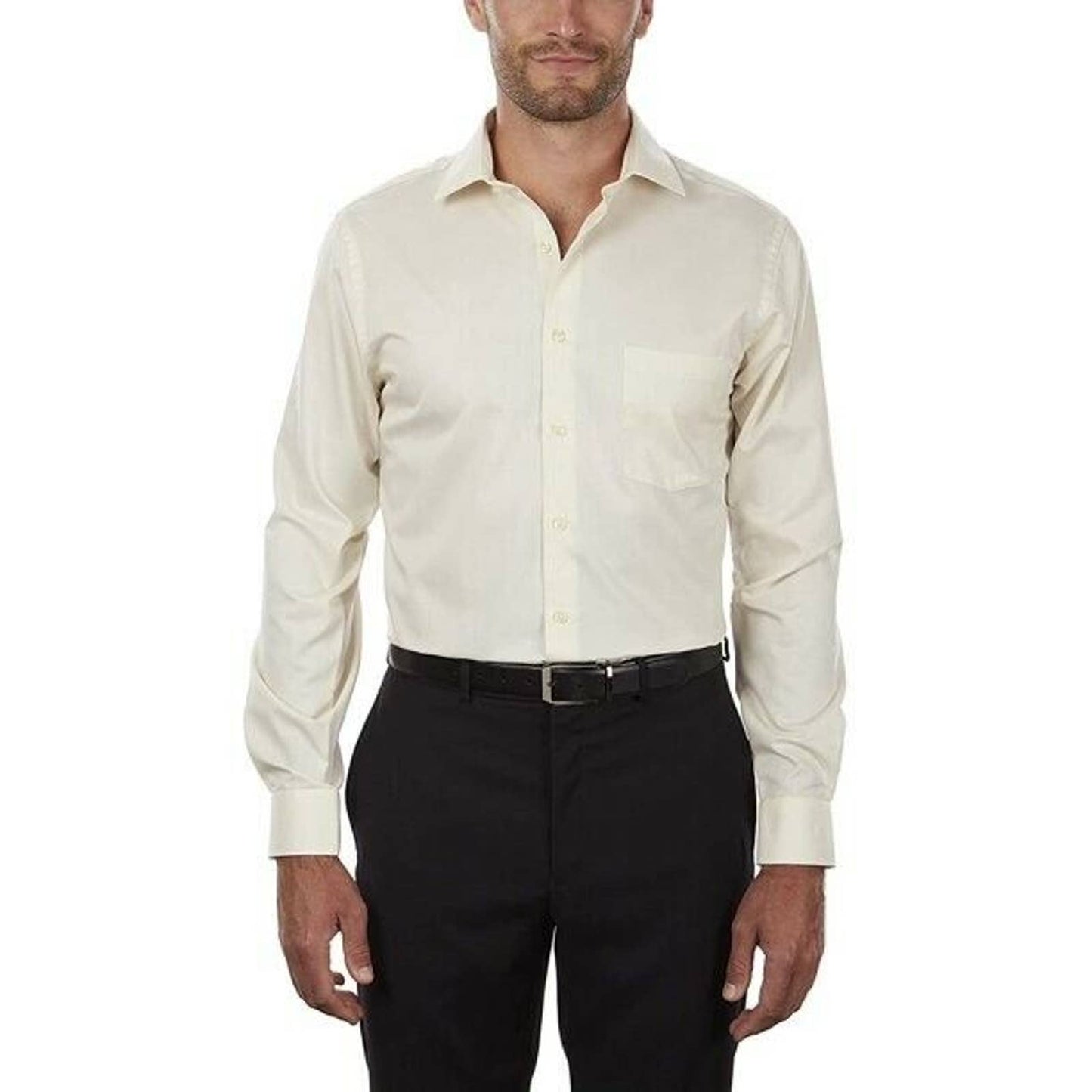 VAN HEUSEN MEN'S SATEEN CLASSIC DRESS SHIRT, 15 34/35 CANVAS NWT