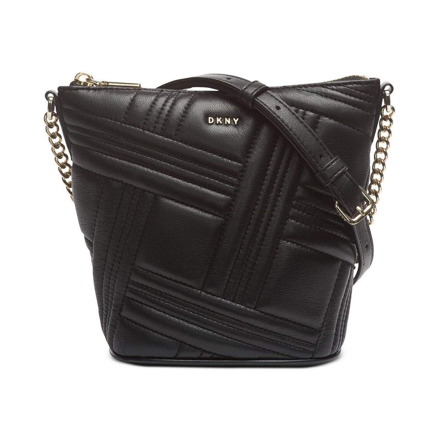 DKNY ALLEN SMALL BUCKET CROSSBODY, CROSSGRID LEATHER
