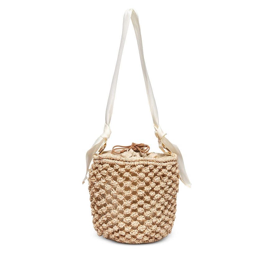 KAYU Odessa Small Straw Bucket Bag