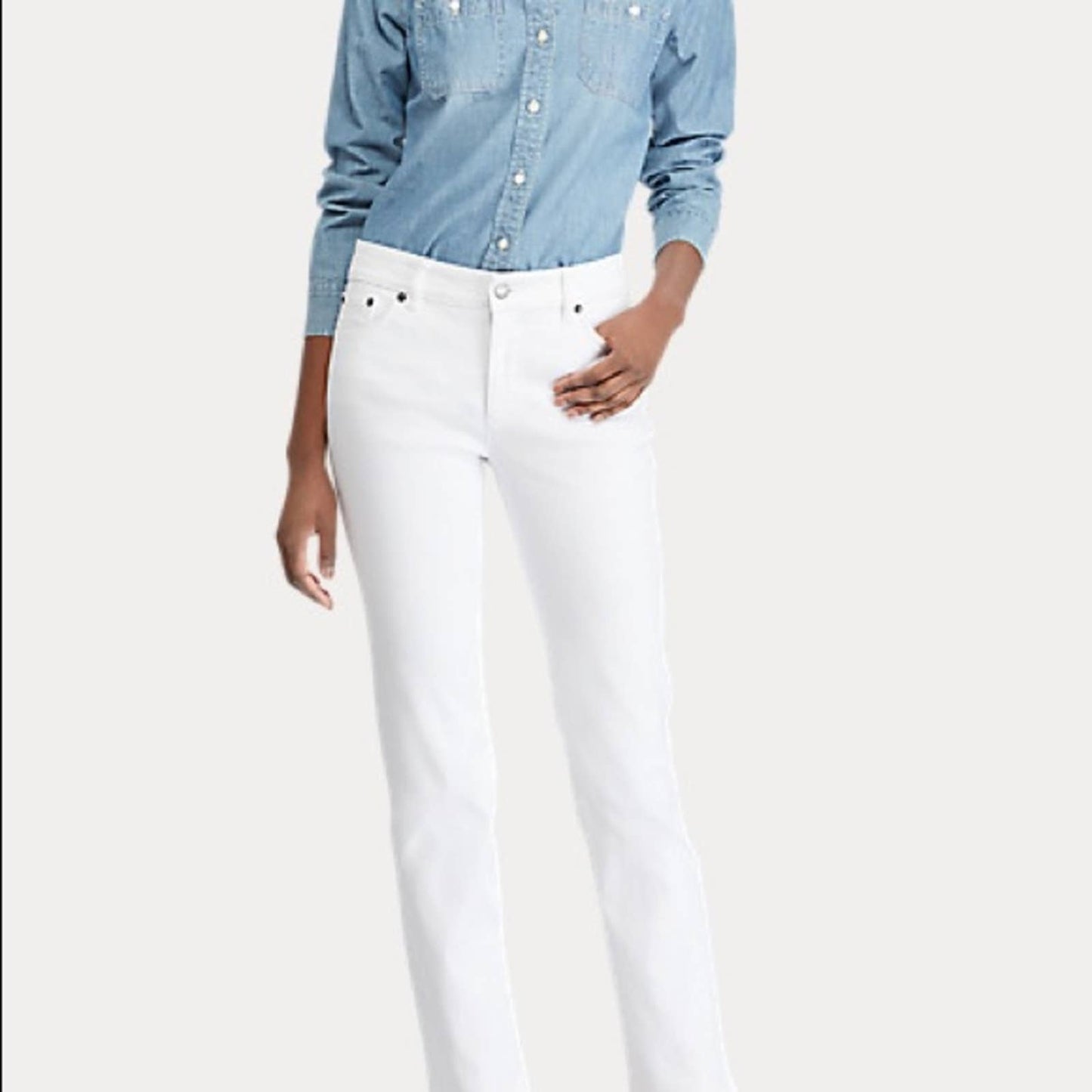 Ralph Lauren White Denim Jeans, Slim Fit, Straight Leg