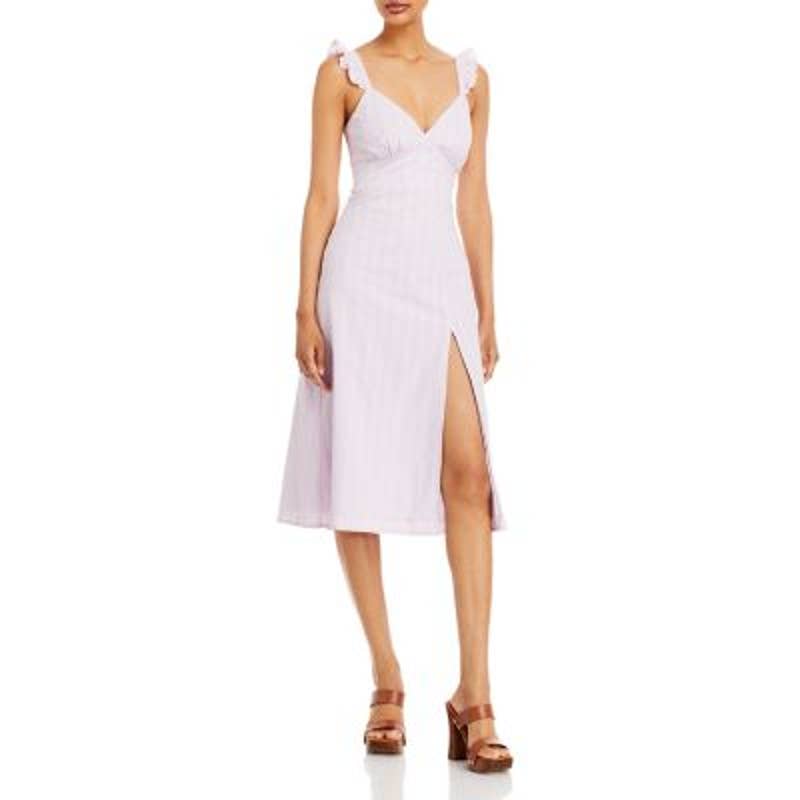 AQUA Ladies Light Purple Back Cutout Sleeveless Midi Dress w/ Slit