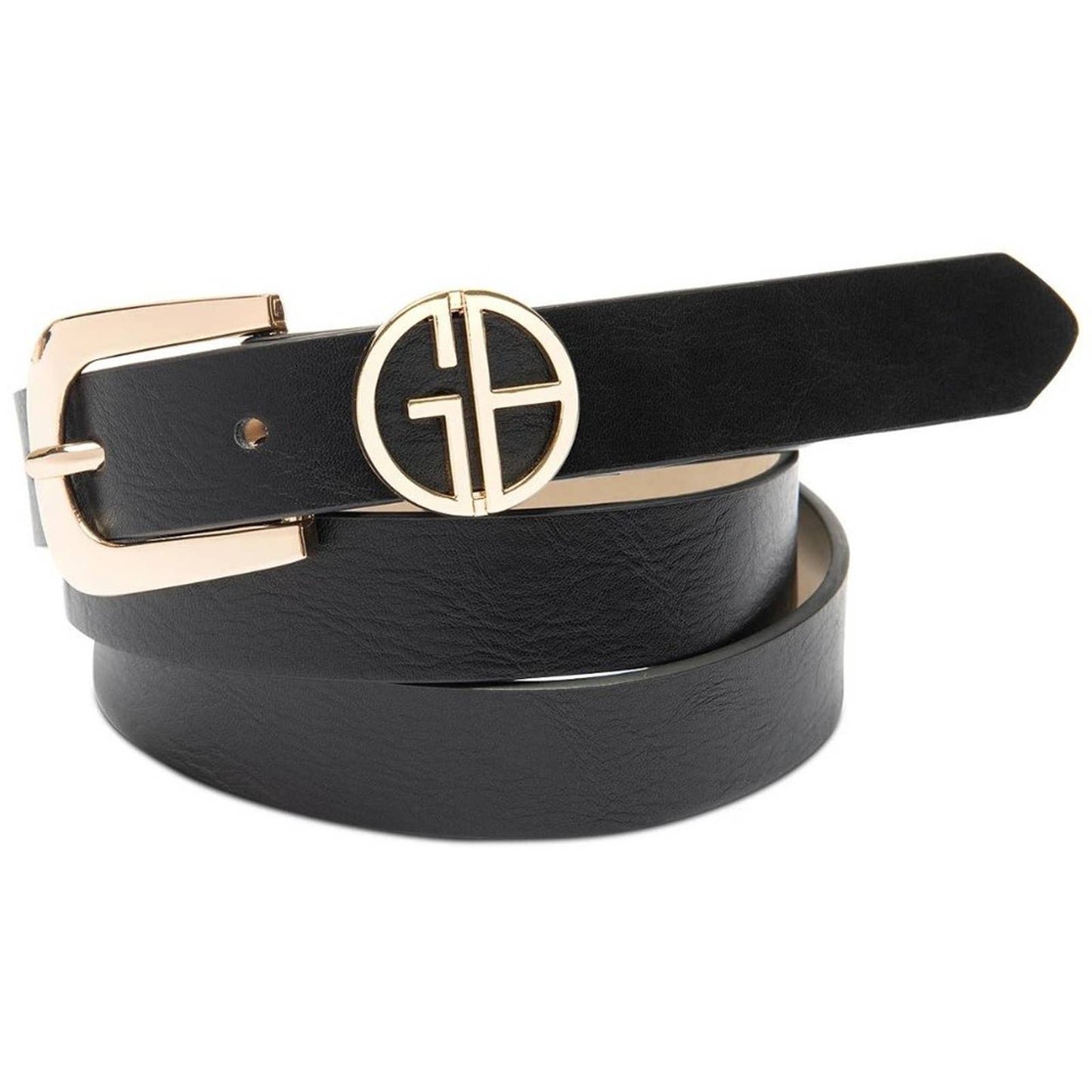 Giani Bernini Solid Black Skinny Belt w/ Gold Hardware, Multiple Sizes
