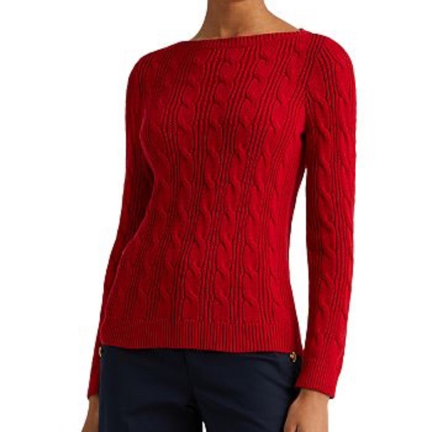 Lauren Ralph Lauren Rich Red Cableknit Sweater, Long Sleeve, Size 2X