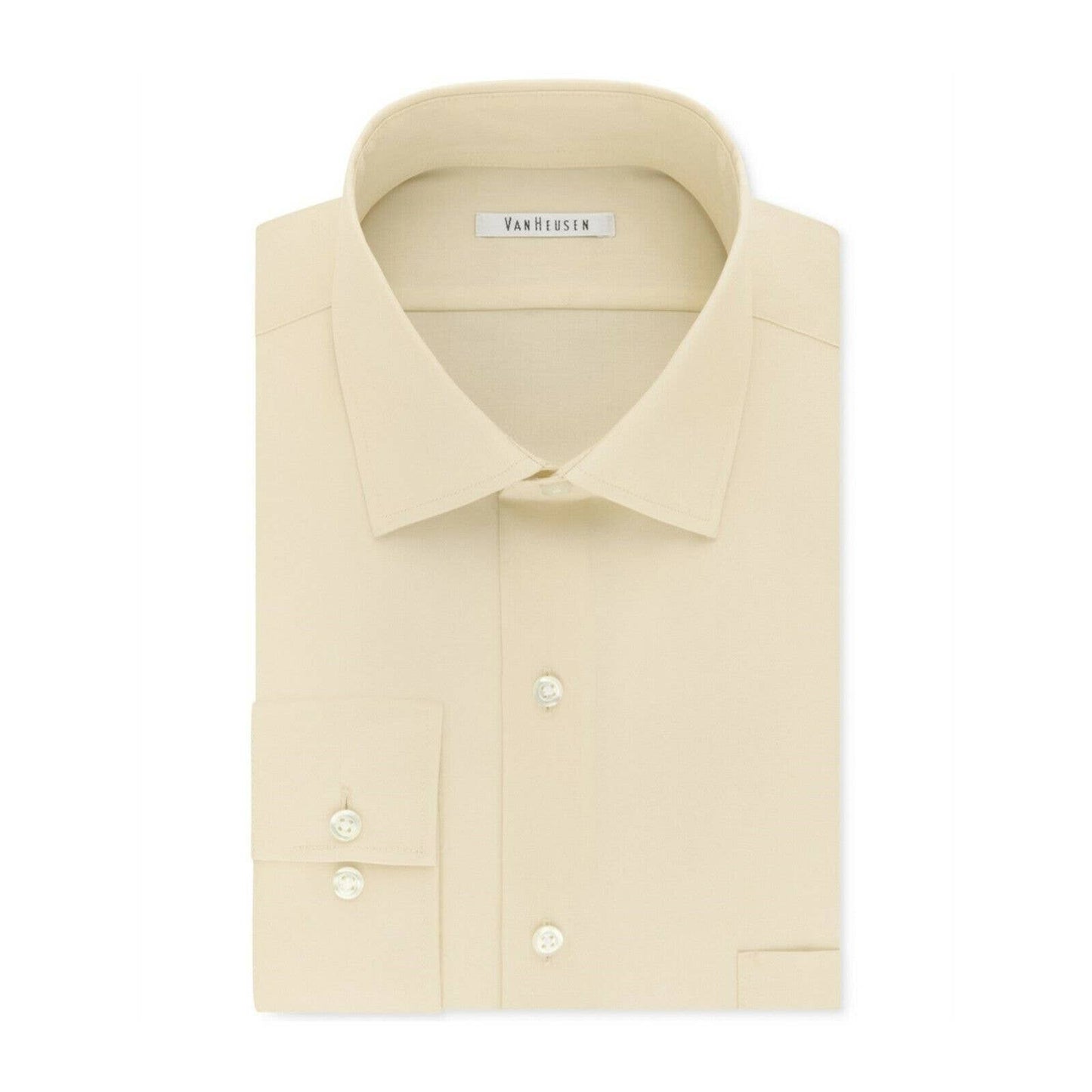 VAN HEUSEN MEN'S SATEEN CLASSIC DRESS SHIRT, 15 34/35 CANVAS NWT