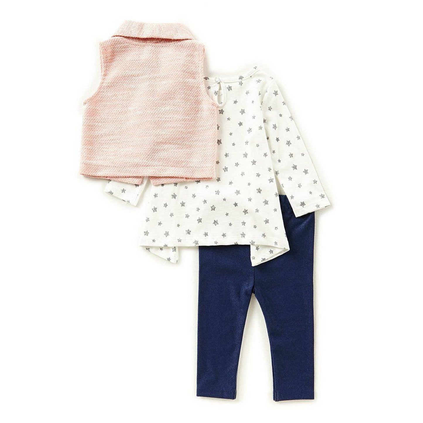 STARTING OUT Girls 3 PC Set Pants Set Star Print Top, Leggings & Vest
