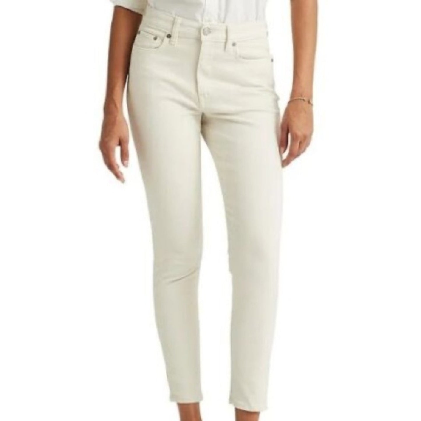 Lauren Ralph Lauren Cream Jeans, Super Stretch Skinny, High Rise, Size 12