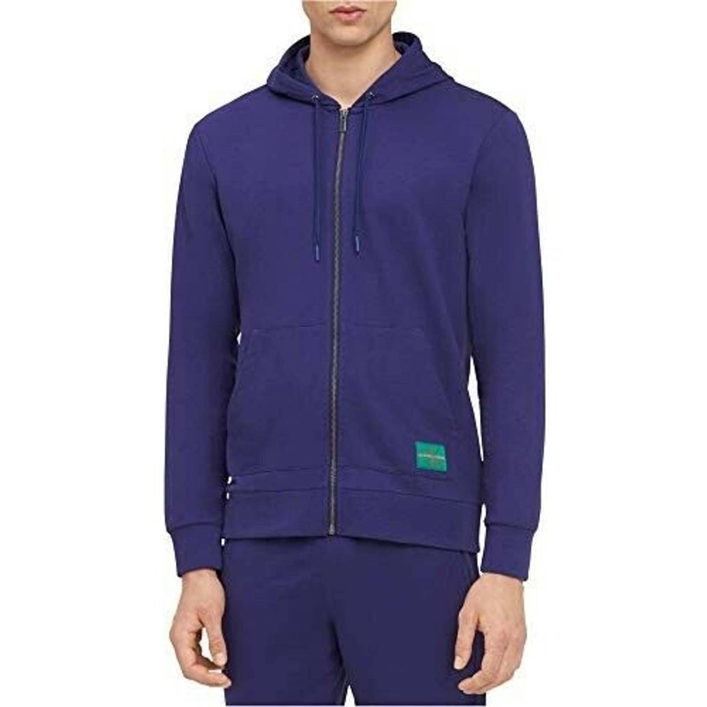 CALVIN KLEIN, Solid Purple Monogram Zip Up Hoodie