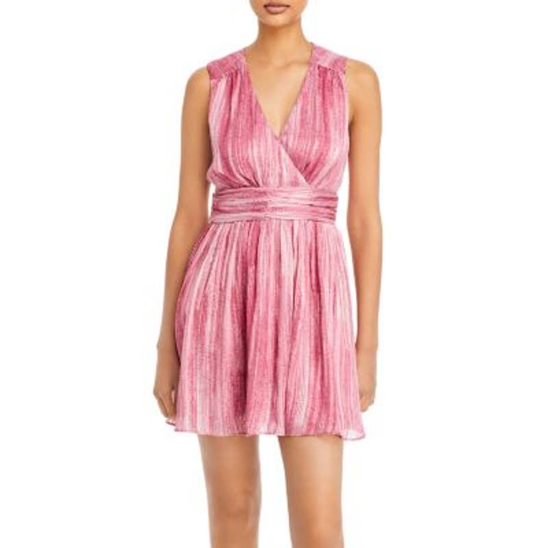 AQUA Ladies Sleeveless Pink Lurex Mini Dress