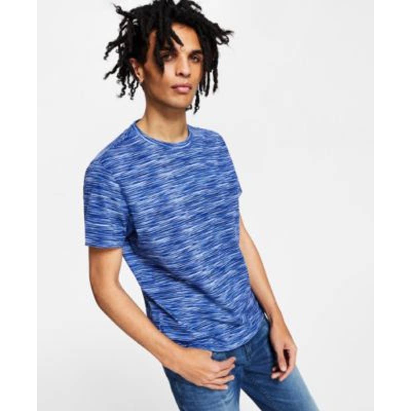 INC International Concepts Men's Basic Navy Blue Striped Tee Shirt