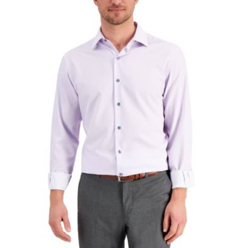 ALFANI Men's Geometric Print Dress Shirt, Lavender