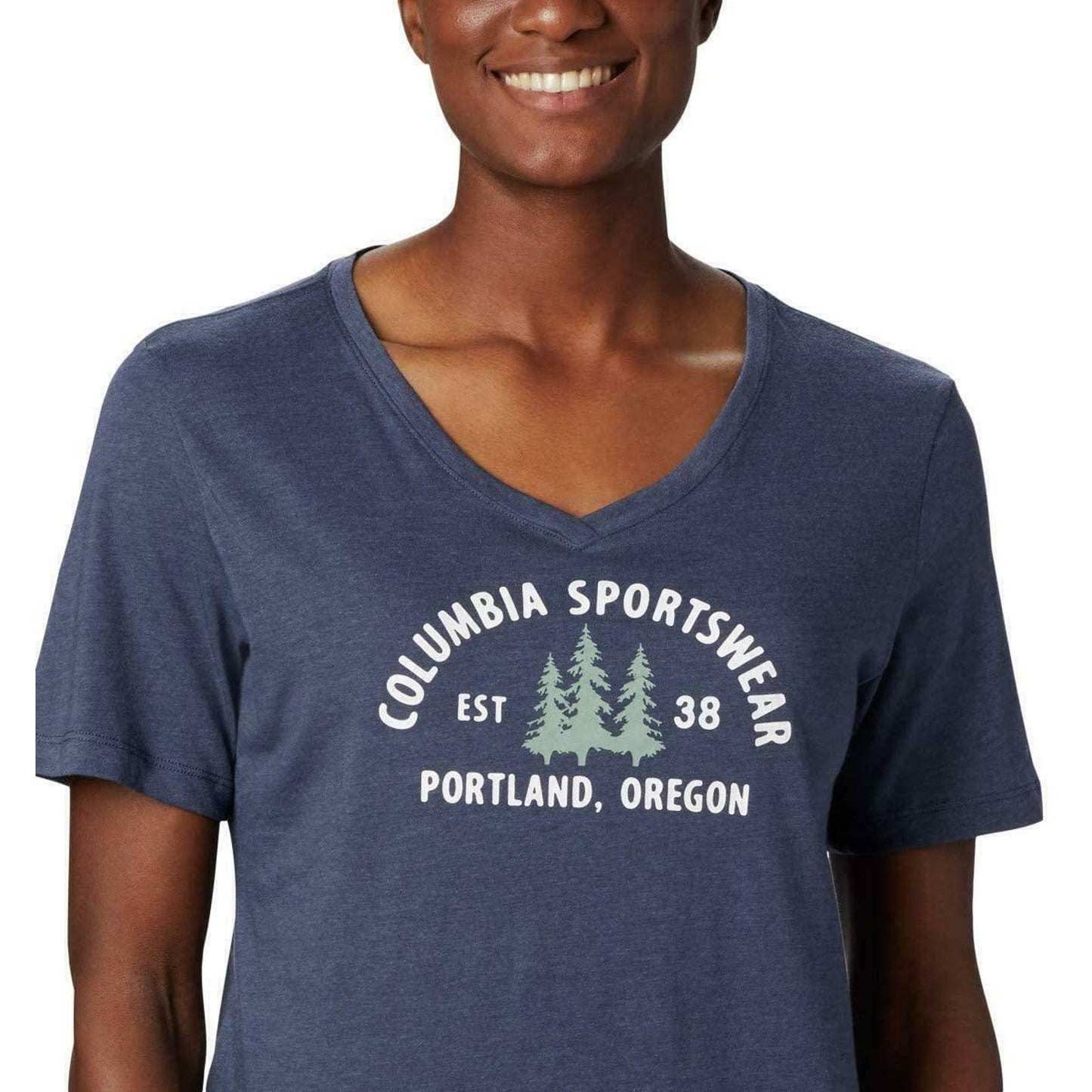 Columbia Women's Plus Size Relaxed V-Neck T-Shirt Nocturnal Heather