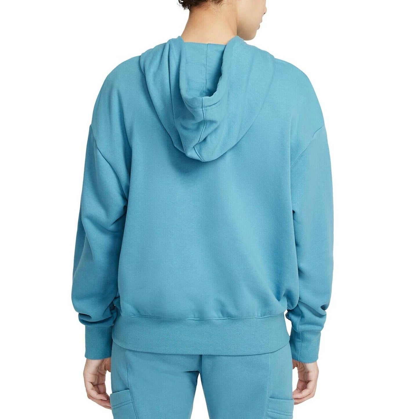 Nike Women's Logo Mesh-Trim Hoodie Sweatshirt Cerulean Blue