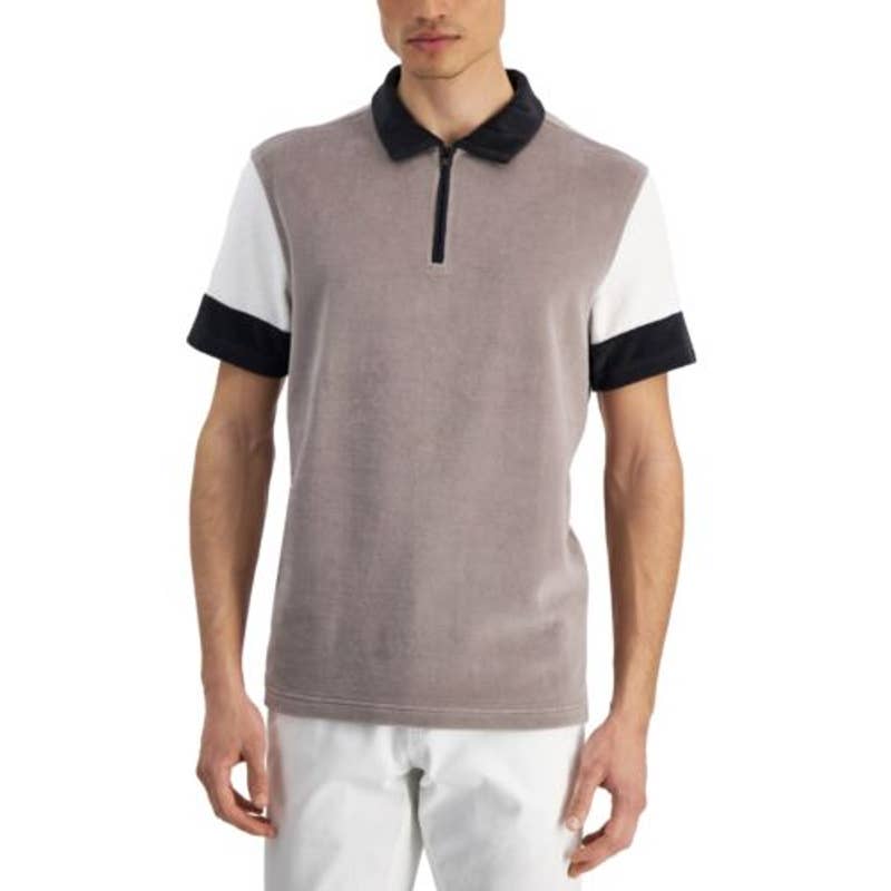 ALFANI Men's Colorblocked Wall Street Gray & Black Polo Shirt