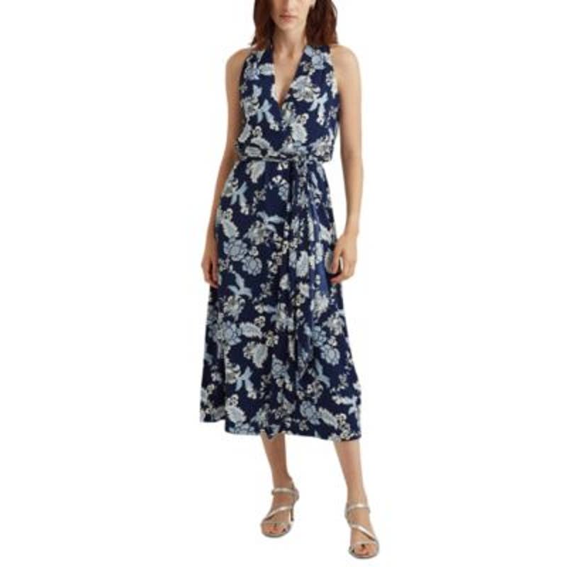 Lauren Ralph Lauren Women's Royal Blue Floral Print Maxi Dress, "Twilight"