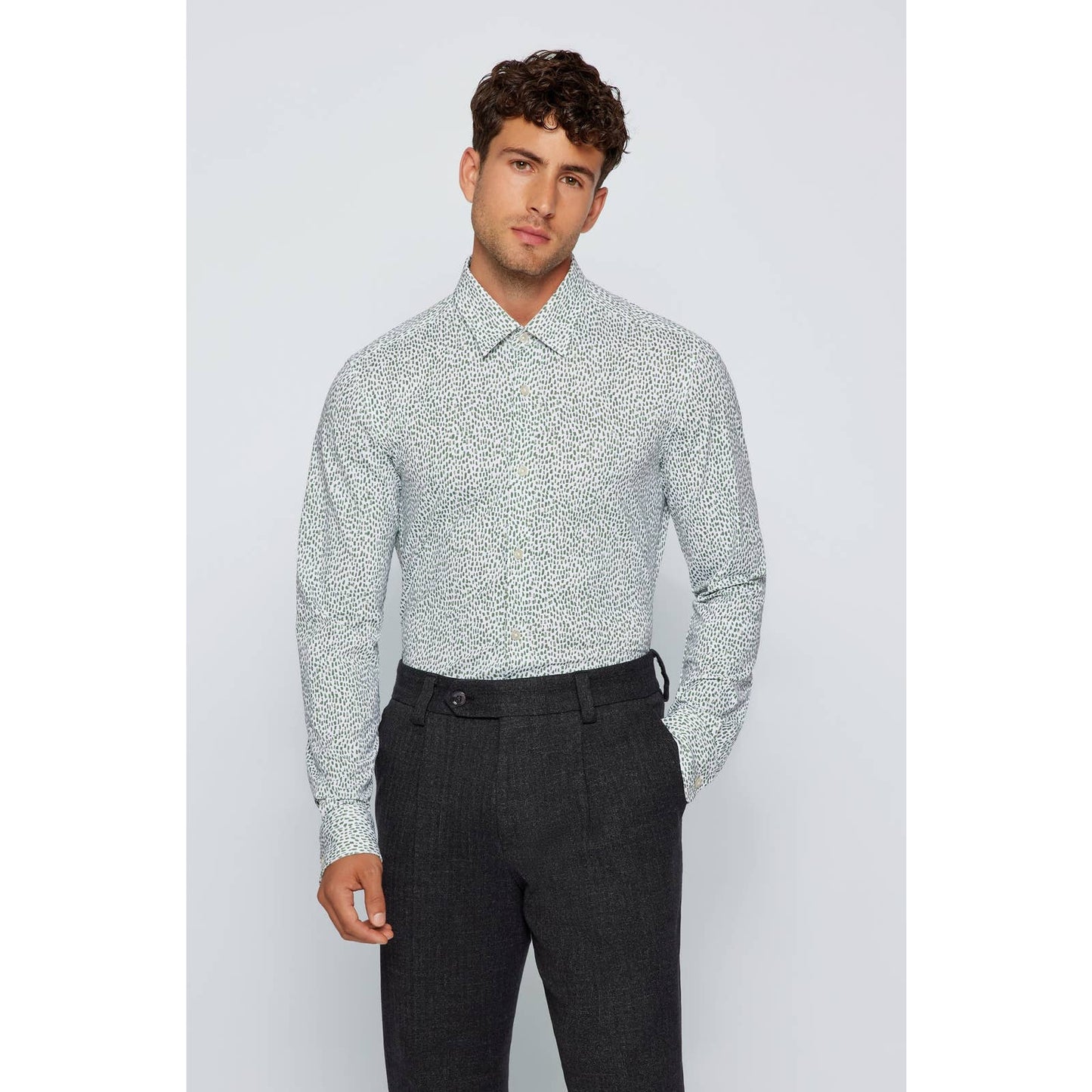 BOSS HUGO BOSS SLIM-FIT SHIRT IN PRINTED PERFORMANCE-STRETCH JERSEY
