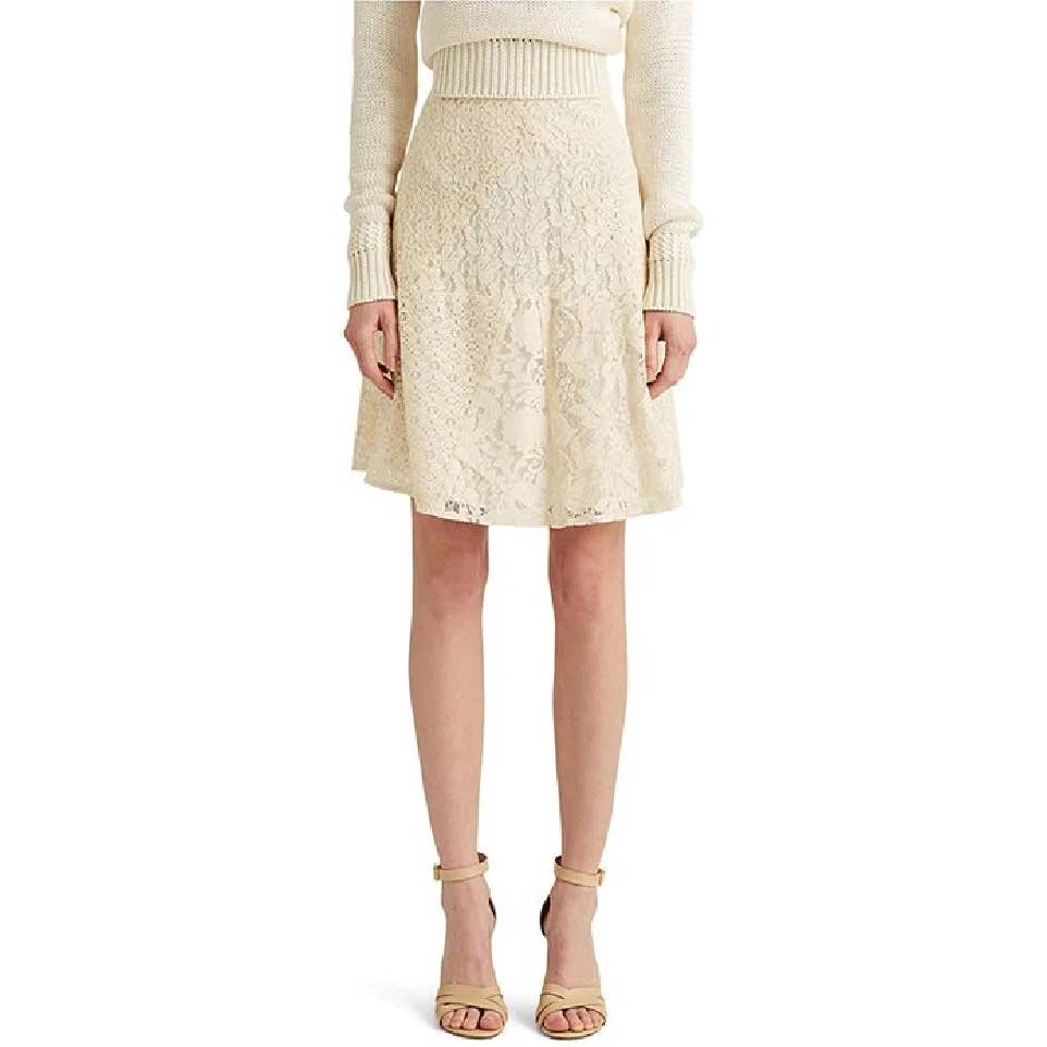 Lauren Ralph Lauren Patchwork Lace Skirt Mascarpone Cream