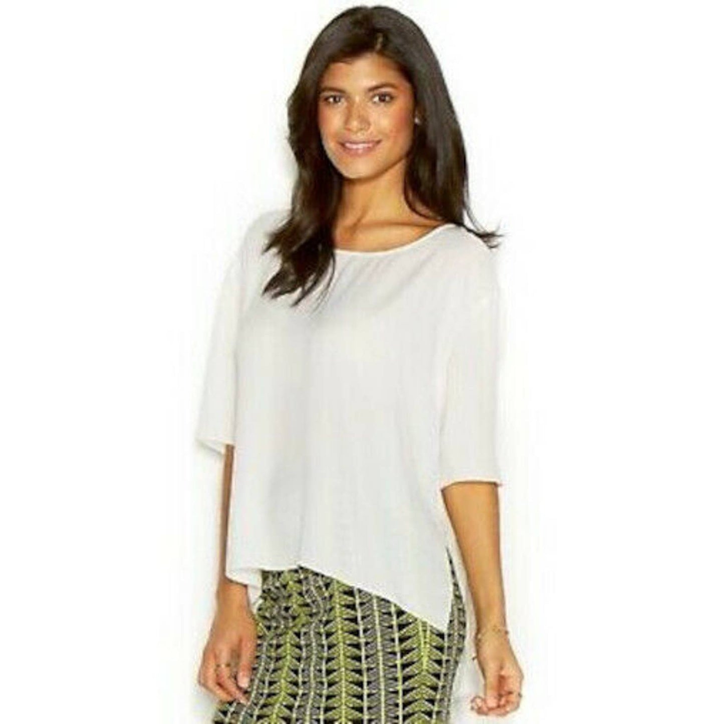 RACHEL ROY Women's Hi-Low Lightweight Blouse, Small, "Oyster"