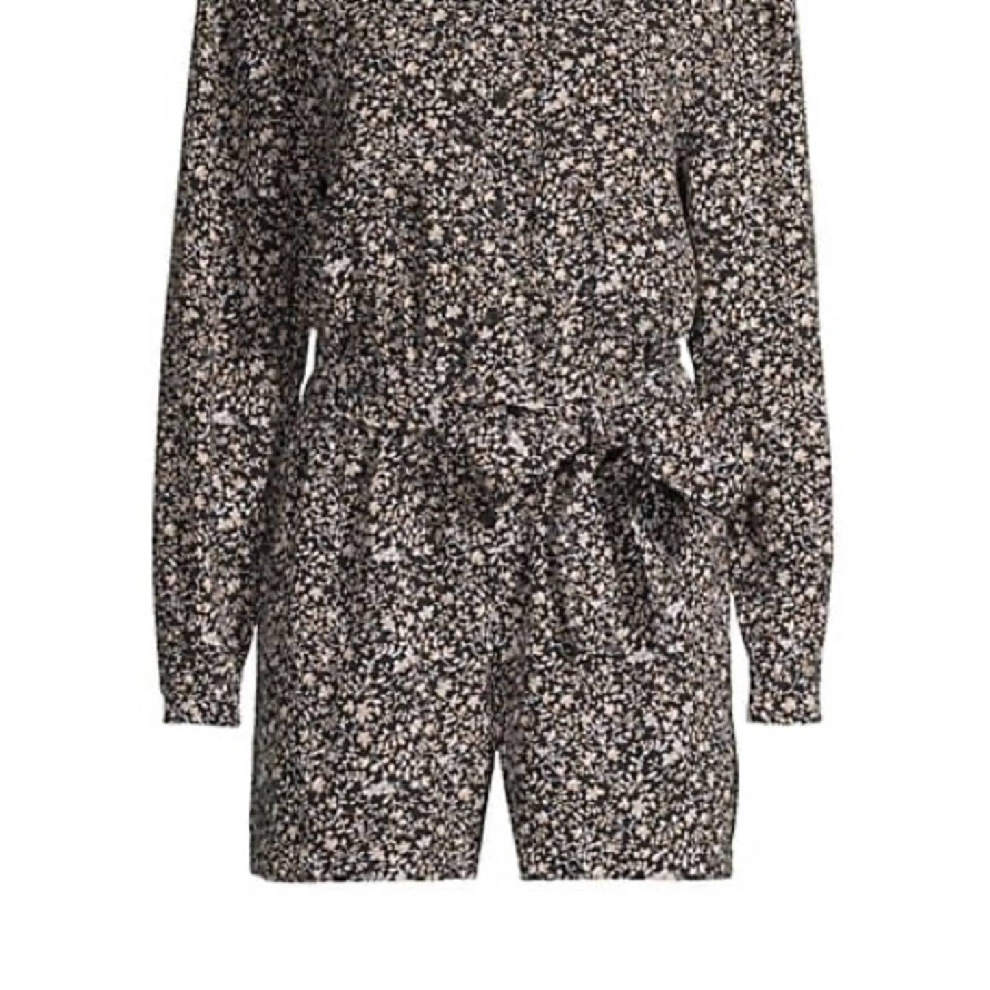 Michael Kors Black & Khaki Tan Long Sleeve Romper