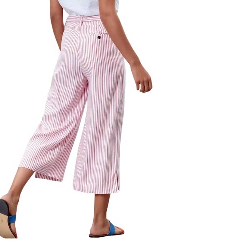 Joules Ladies Whire & Red Striped "Drew" Pants, Wide Leg