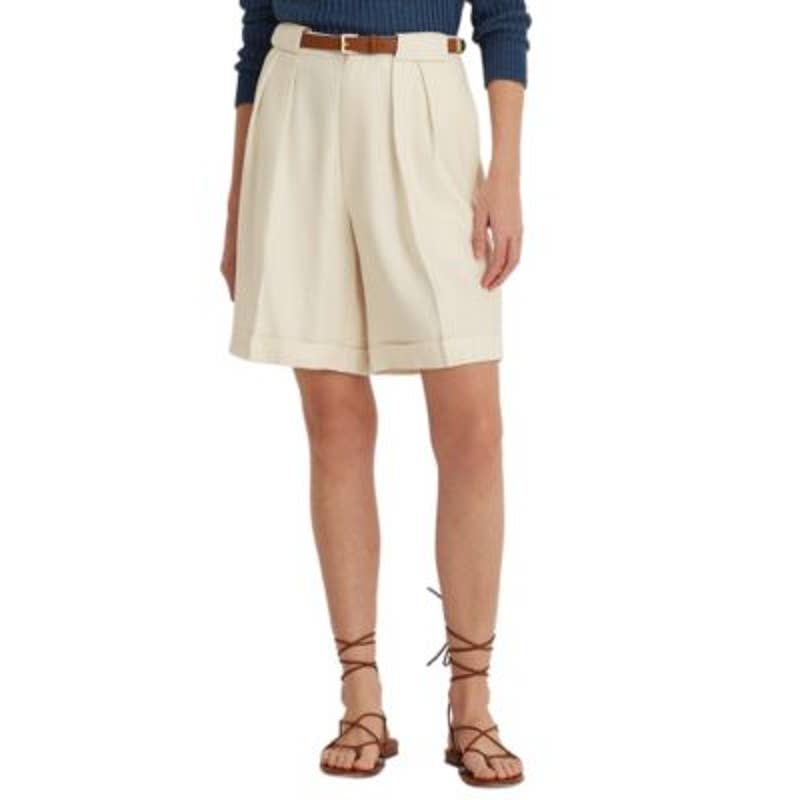 Lauren Ralph Lauren Women's Mascarpone Cream Pleated Twill Shorts