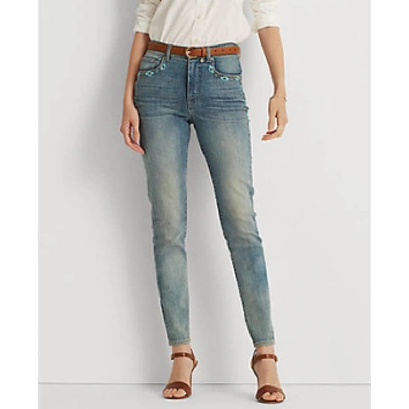 Lauren Ralph Lauren Women's Mojave Blue Wash Super Stretch High Rise Jeans