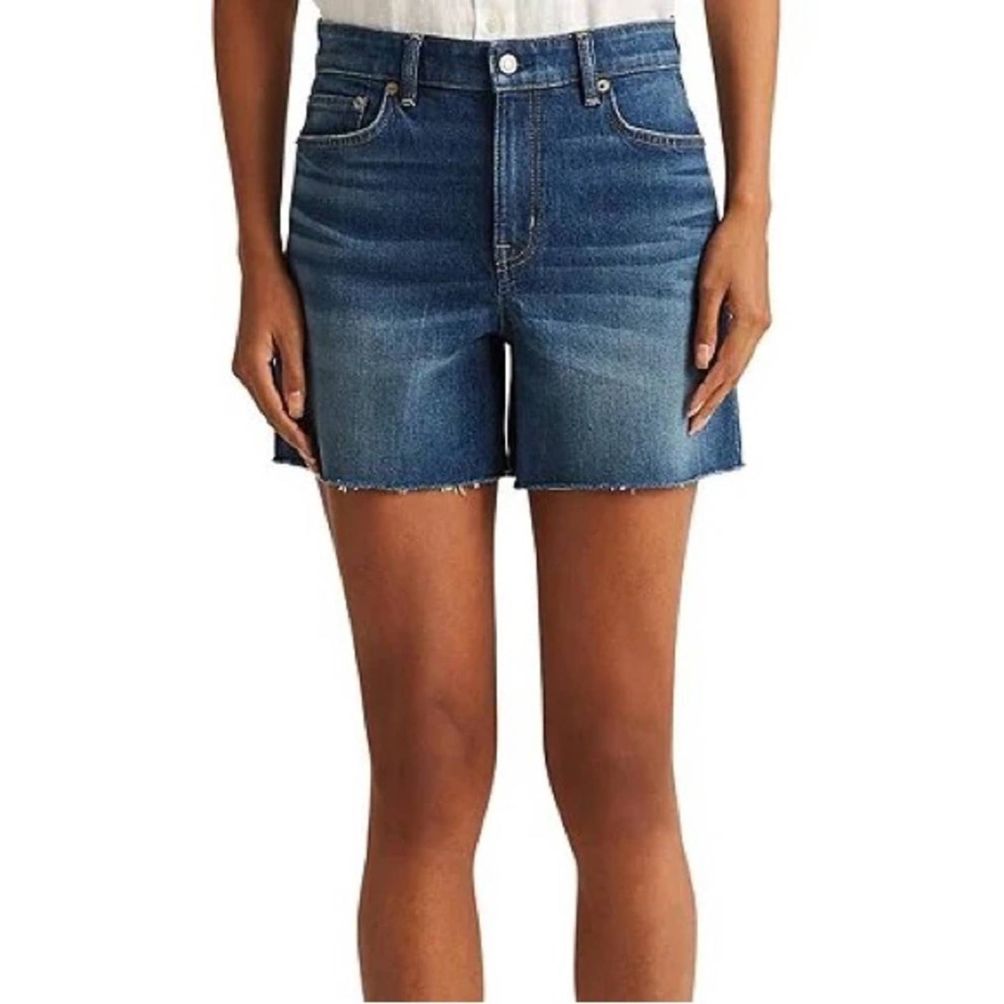 Lauren Ralph Lauren Medium Wash Denim Shorts, Distressed Cutoffs