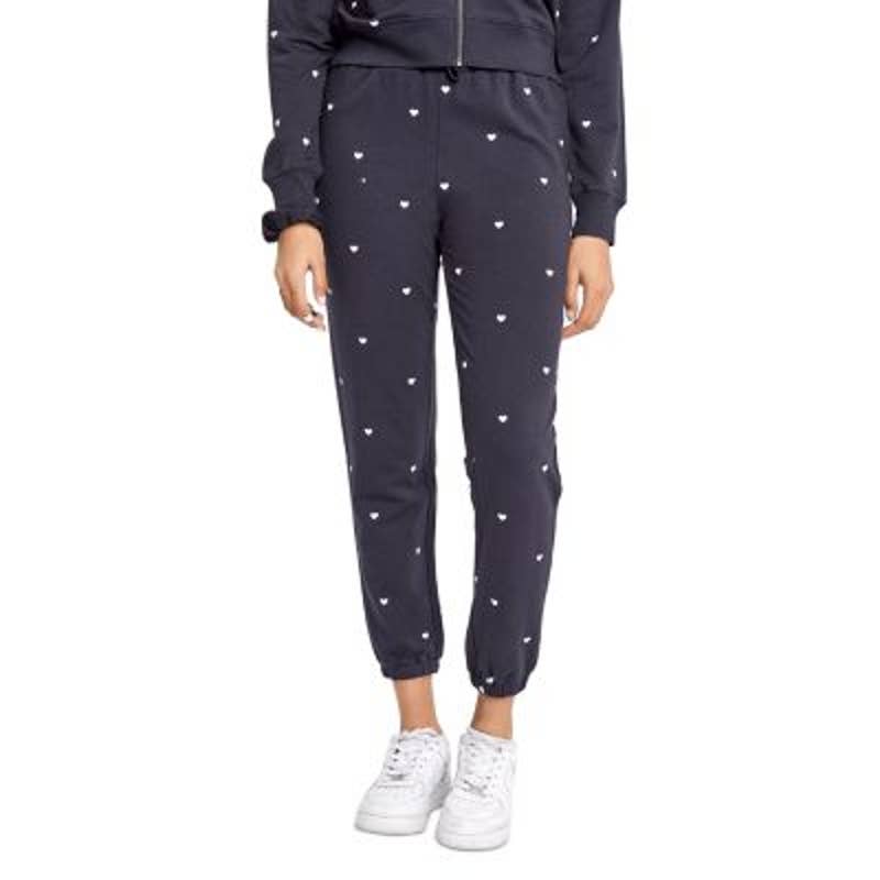 Sundown by Splendid Women's Black & White Heart Embroidered Sweatpants