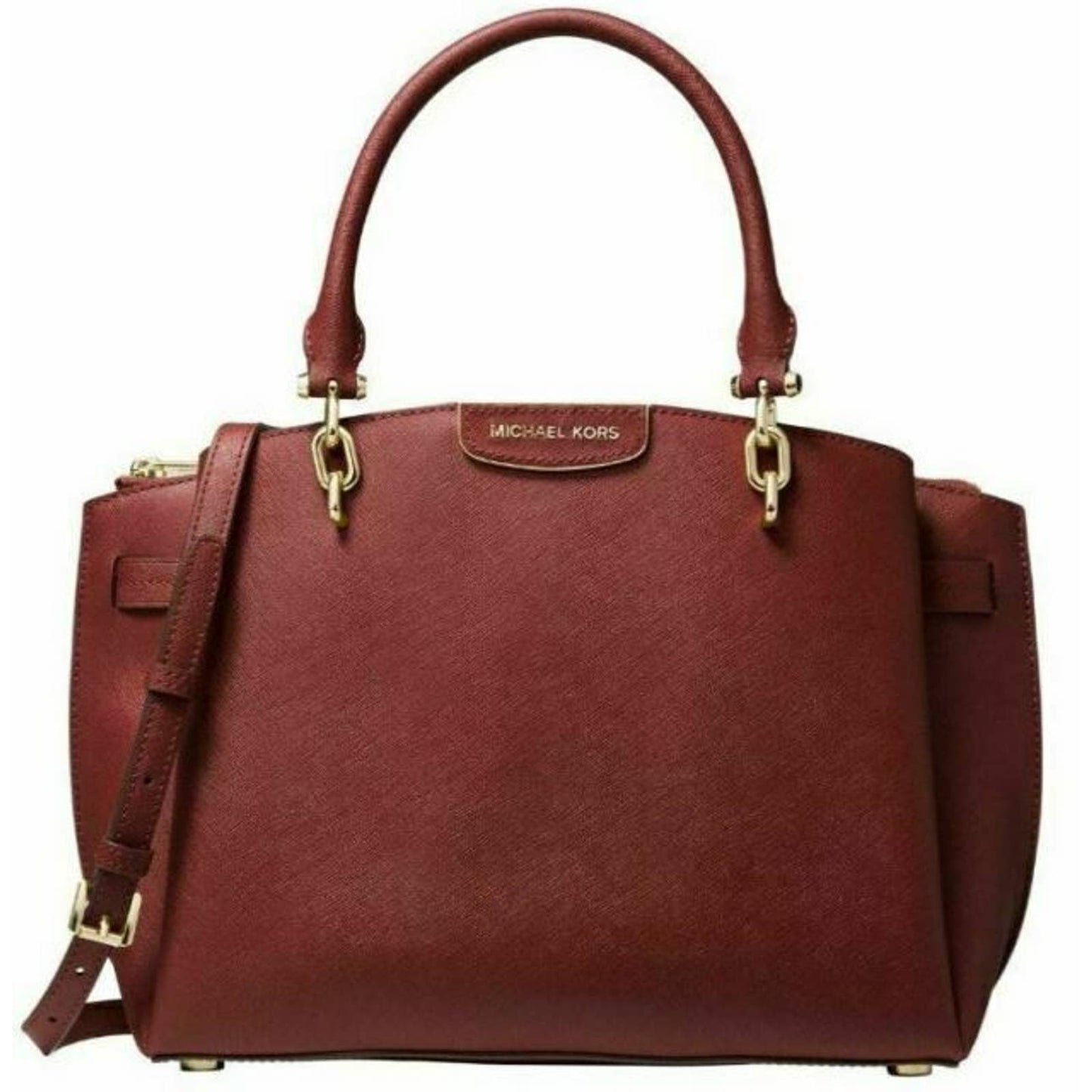 MICHAEL KORS ROCHELLE LARGE SATCHEL BRANDY LEATHER