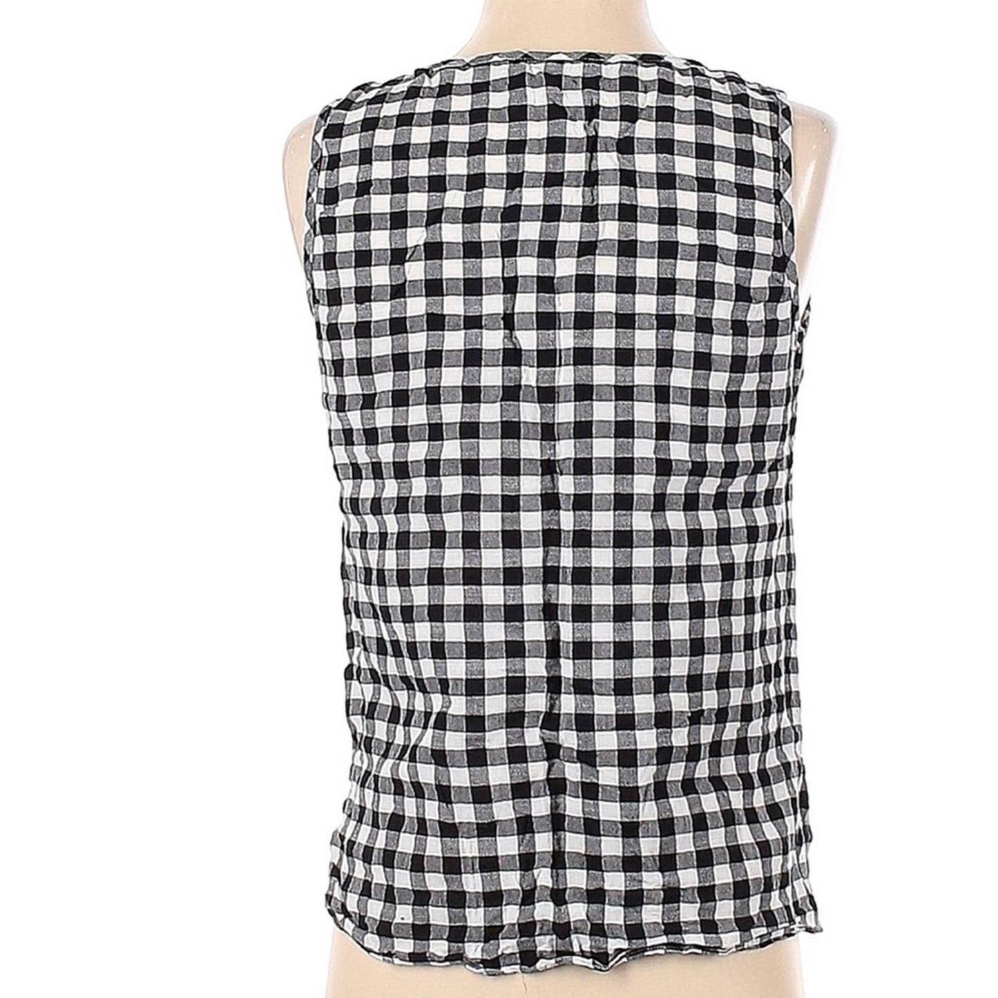 Michael Kors Black & White Gingham Tank Top, Tie Front