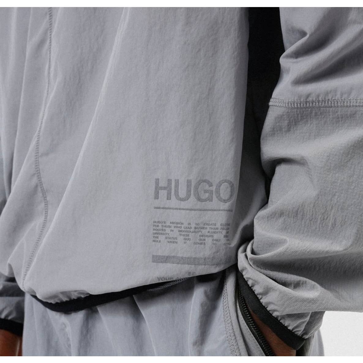Hugo Boss Men's "Dennon" Silver Crewneck Sweatshirt w/ Reflective Detail