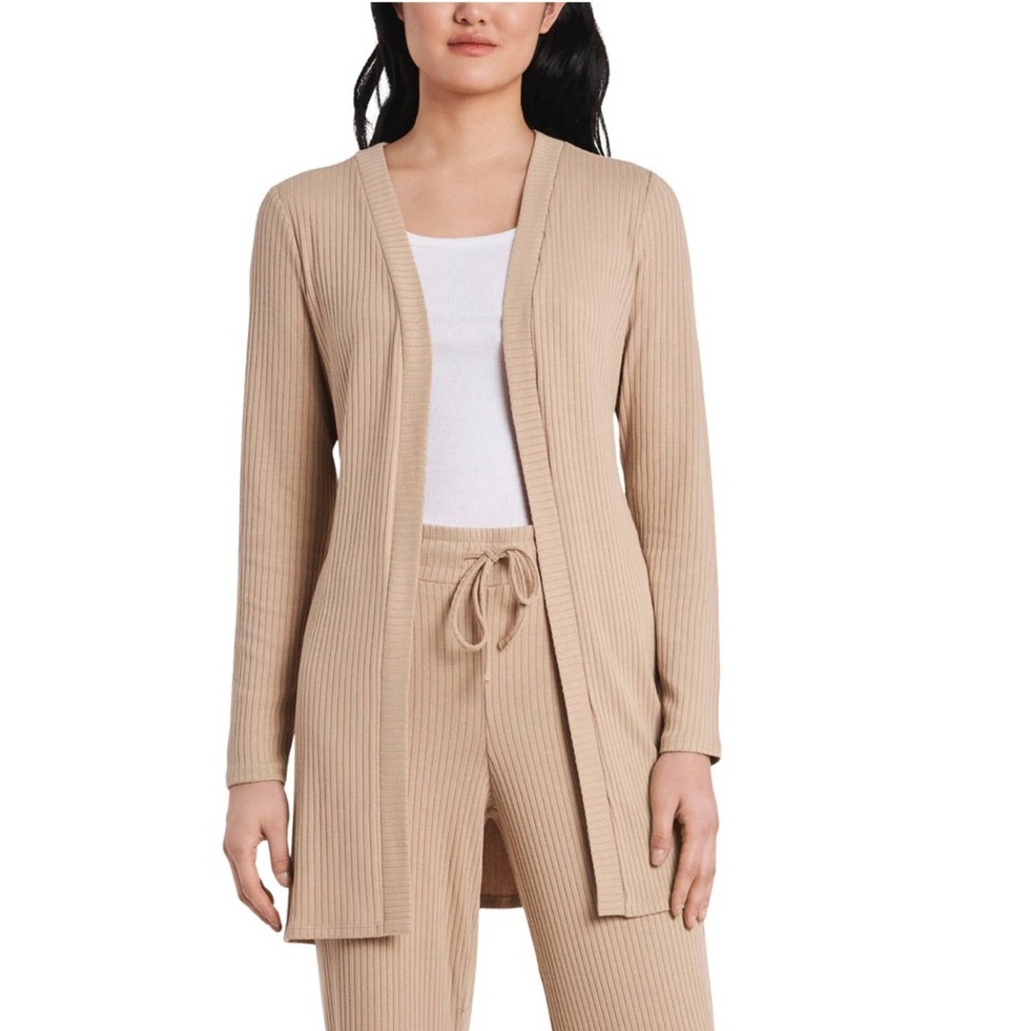 Vince Camuto Caramel Brown Ribbed Cardigan
