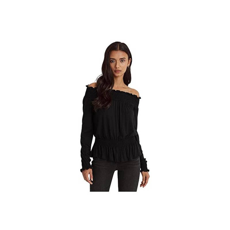 Lauren Ralph Lauren Women's Black Off-the-Shoulder Jersey Blouse