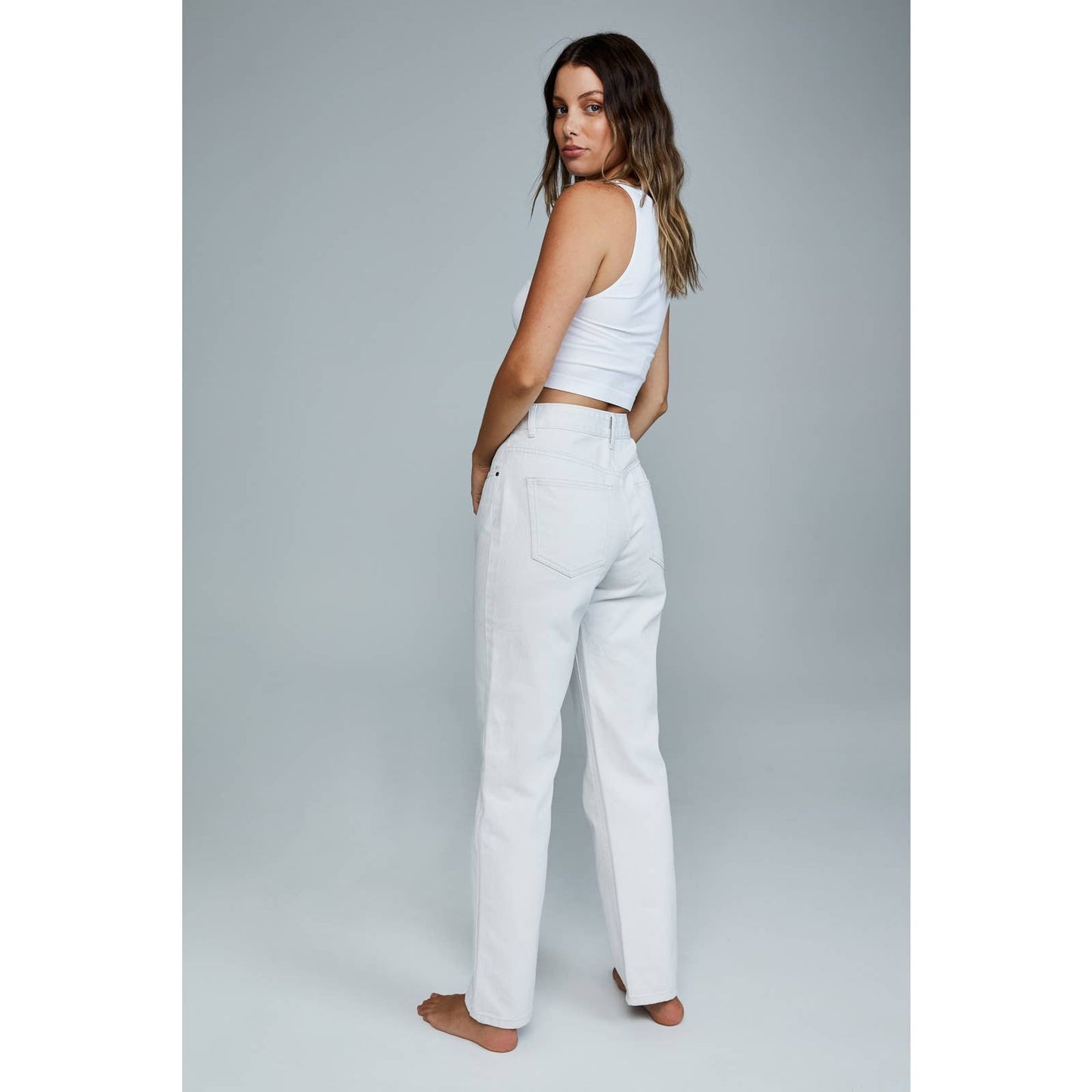 Cotton On Ladies White Long Staright Leg Jeans, Front & Back Pockets