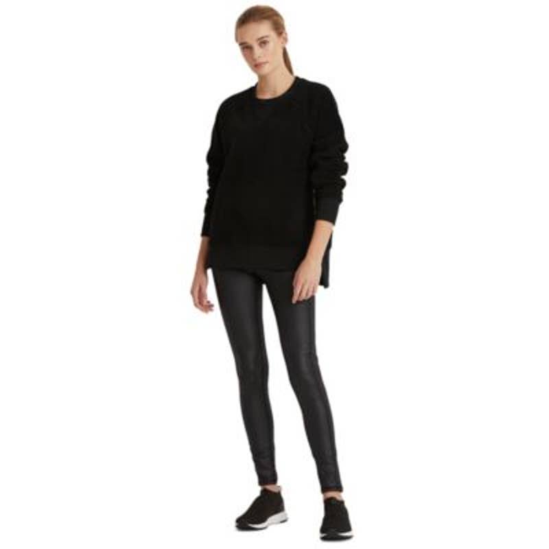 Lauren Ralph Lauren Women's Black Faux-Sherling Crewneck Pullover Sweater