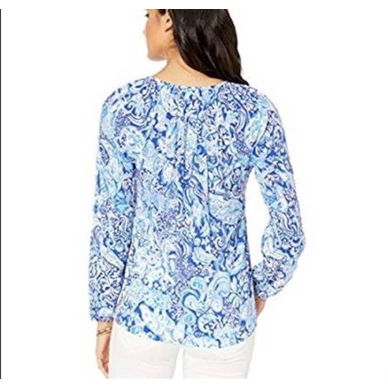 Lilly Pulitzer Blue & White Paisley Print Willa Top