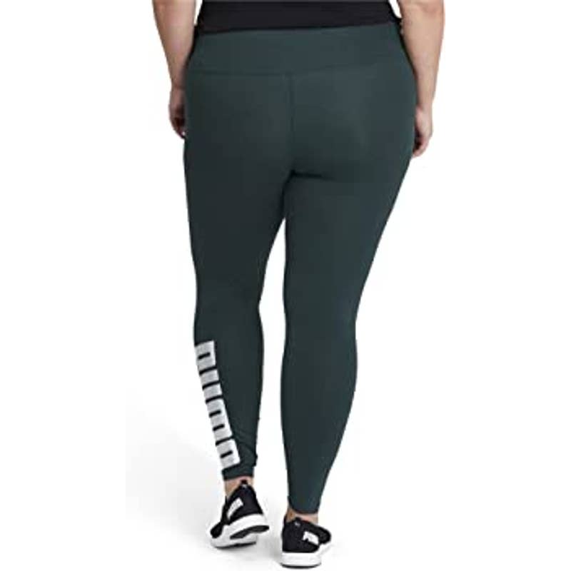 PUMA Ladies Green Gables & Silver "Athletic Logo Tight" Leggings