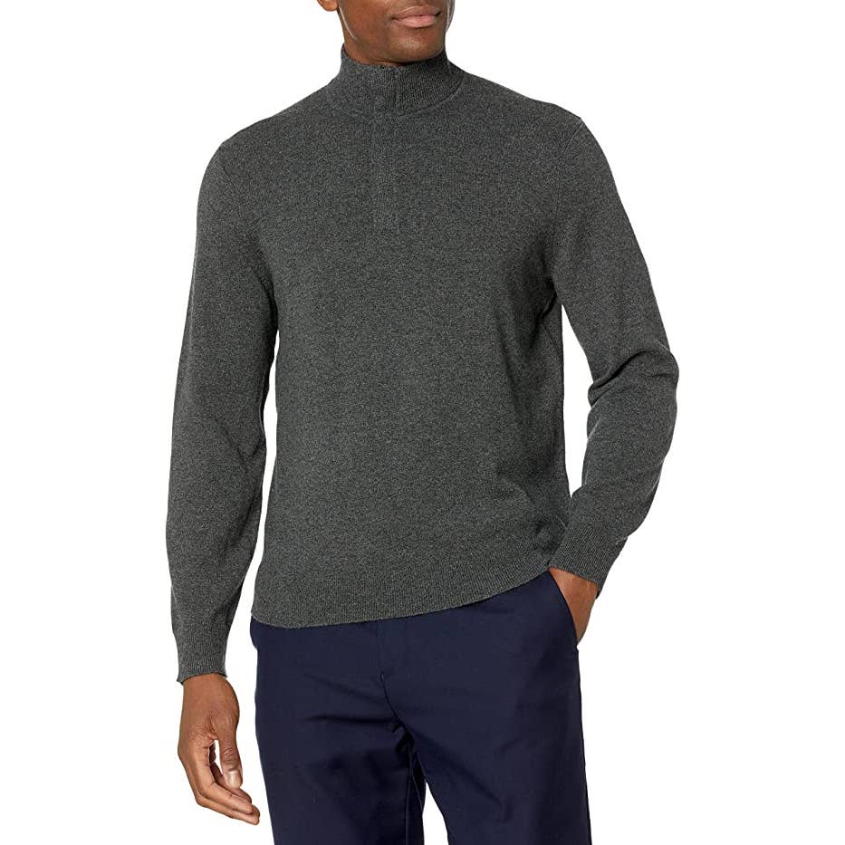Theory Men's Charcoal Gray "Pestle Melange" Cashmere Supreme Quarter Zip