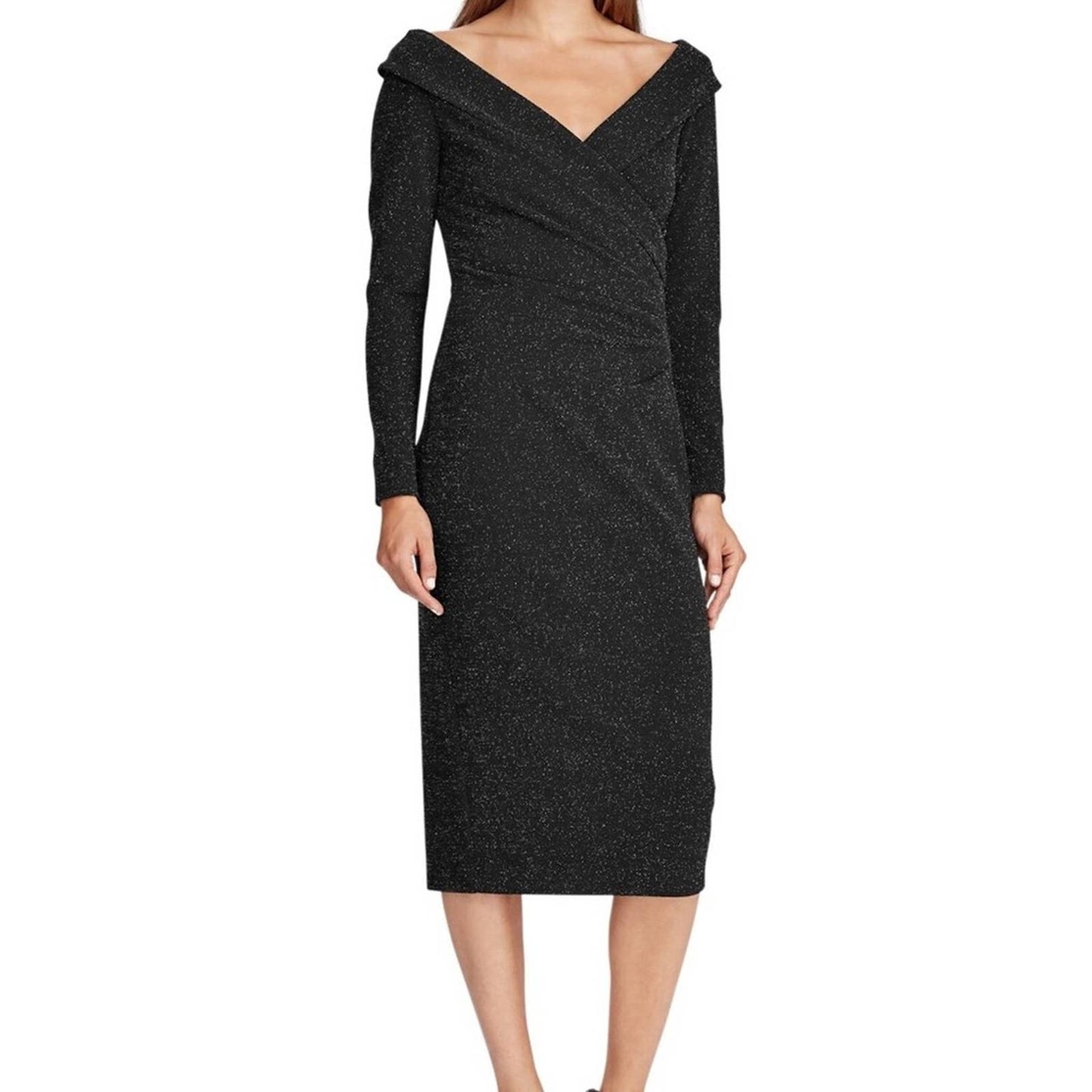 Ralph Lauren Faux Wrap Metallic Dress