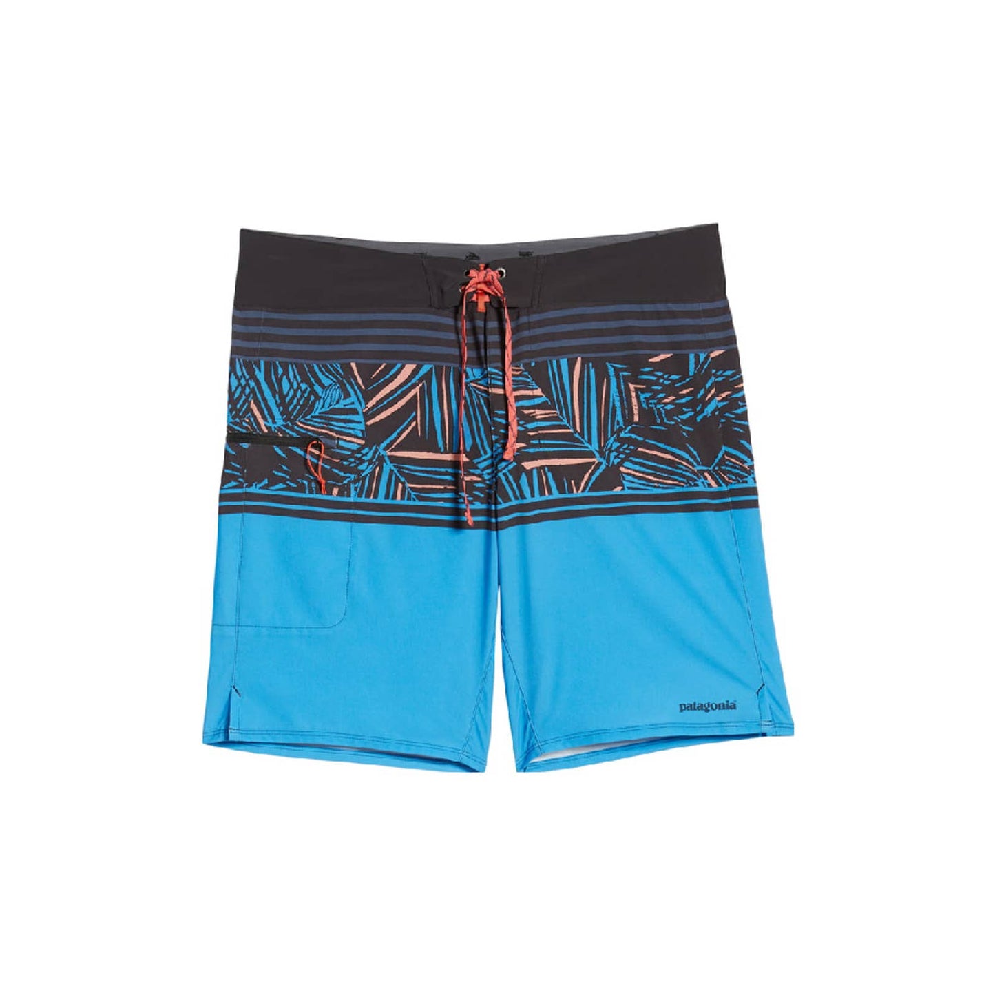PATAGONIA STRETCH PLANING SWIM TRUNKS RAIN FERN STRIPE PORT BLUE 19"
