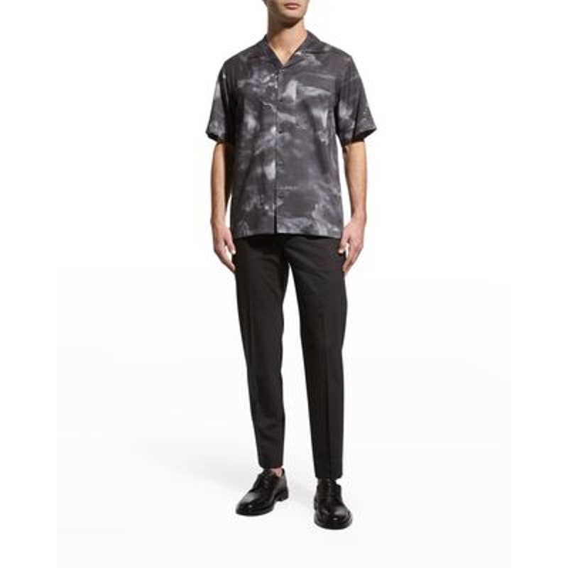 Theory Men's Black & White "Noll" Cloud Print Button-Down Shirt