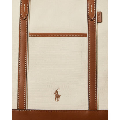 Ralph Lauren Women's Leather-Trim Canvas Medium Shopper Tote Bag