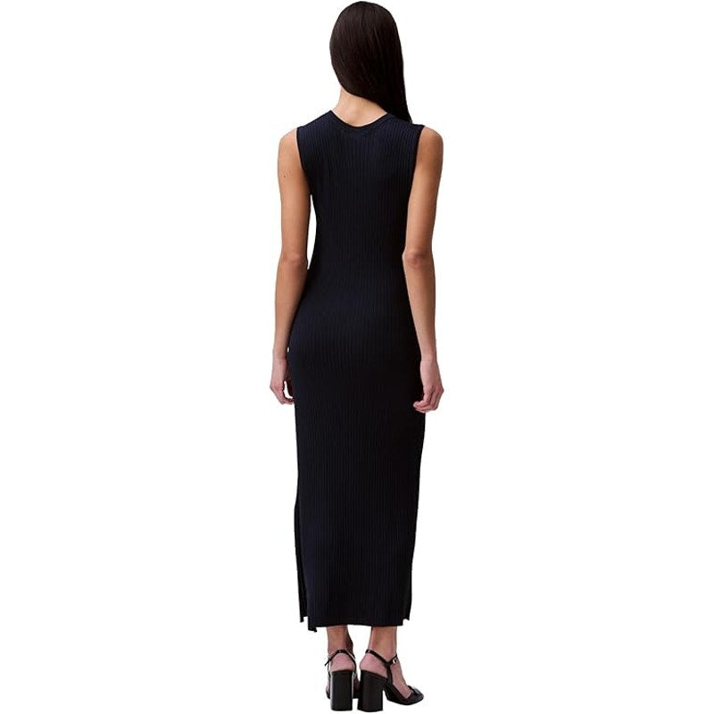 Calvin Klein Women's Sleeveless Ribbed Maxi Dress in Carbon Navy Blue