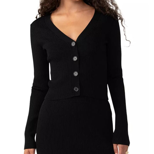 Sanctuary Play It Cool Ribbed Cardigan Black, Size Small