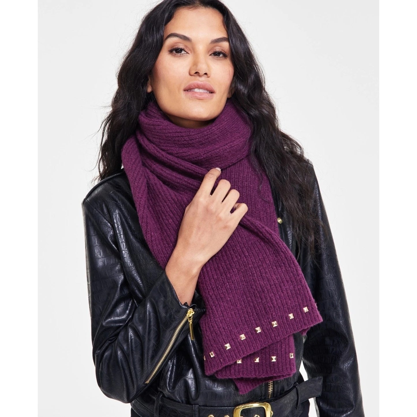 I.N.C. International Concepts Studded Scarf Women's One Size Plum Neck Warmer