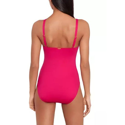 Lauren Ralph Lauren Tie Front Underwire One Piece Swimsuit In Orchid