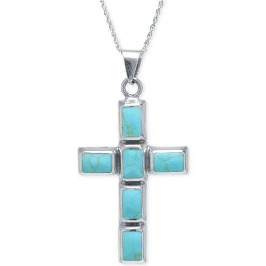 R. H. Macy Silver & Turquoise Cross Necklace, NWT!