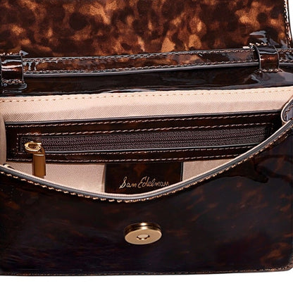 Sam Edelman "Loraine" Small Box Crossbody in Brown Black Tortoise Print