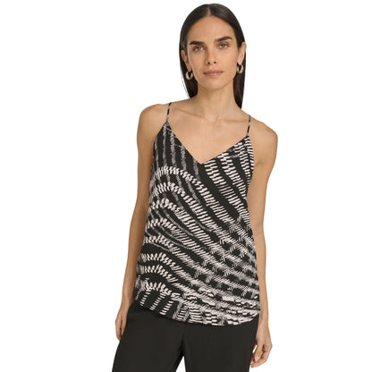 Calvin Klein Women's Printed V-Neck Camisole in Black Cream
